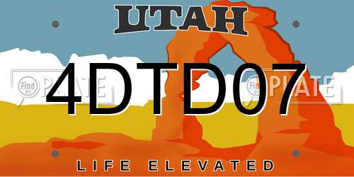 4DTD07 Utah License Plate