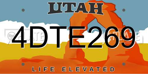 4DTE269 Utah License Plate
