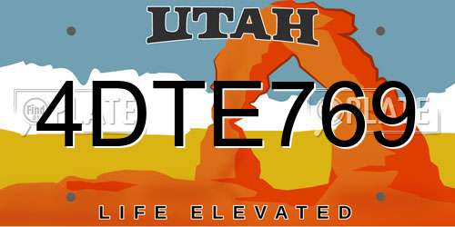 4DTE769 Utah License Plate