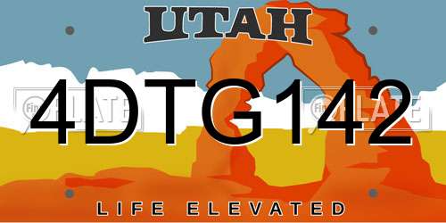 4DTG142 Utah License Plate