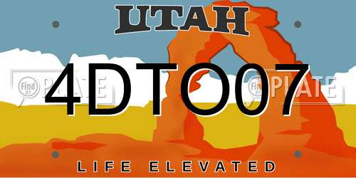 4DTO07 Utah License Plate