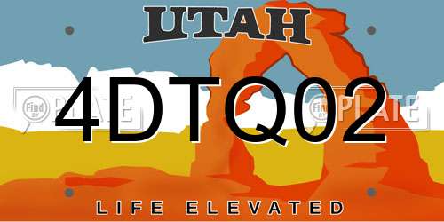 4DTQ02 Utah License Plate