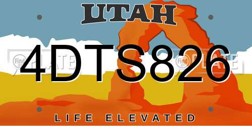 4DTS826 Utah License Plate