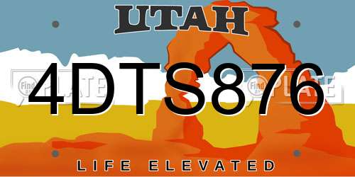 4DTS876 Utah License Plate