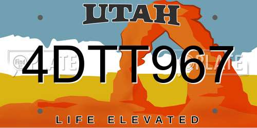 4DTT967 Utah License Plate