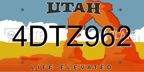 4DTZ962 Utah License Plate