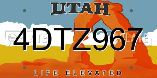 4DTZ967 Utah License Plate