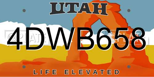 4DWB658 Utah License Plate