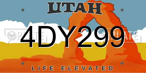 4DY299 Utah License Plate