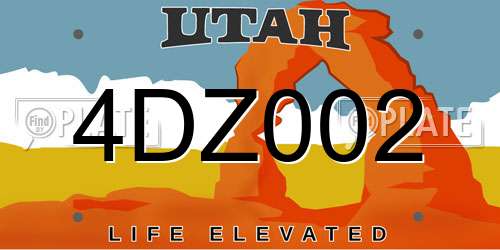 4DZ002 Utah License Plate