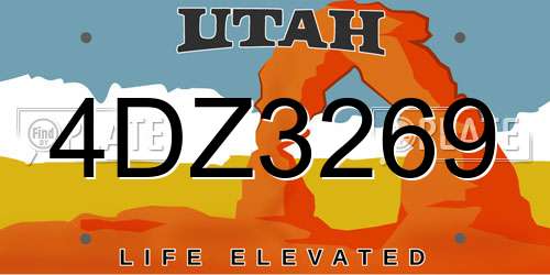 4DZ3269 Utah License Plate