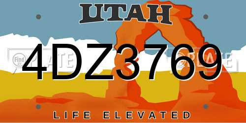 4DZ3769 Utah License Plate