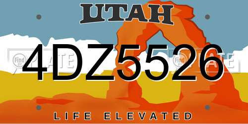 4DZ5526 Utah License Plate