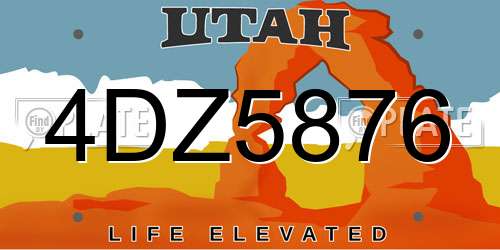 4DZ5876 Utah License Plate