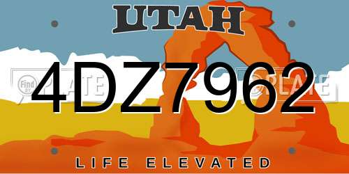 4DZ7962 Utah License Plate