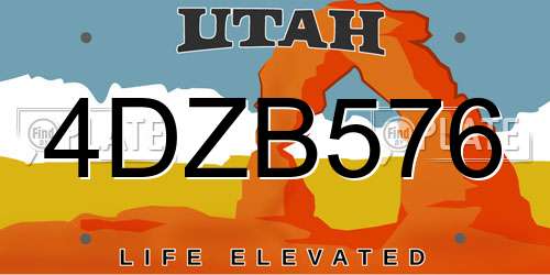 4DZB576 Utah License Plate