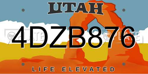 4DZB876 Utah License Plate