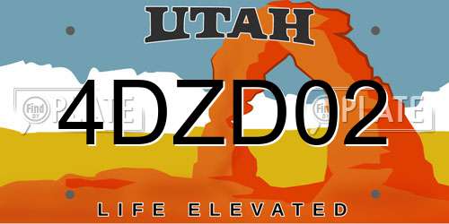 4DZD02 Utah License Plate