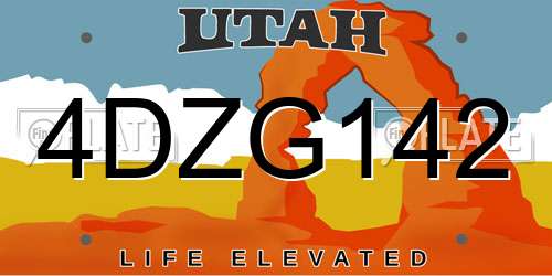 4DZG142 Utah License Plate