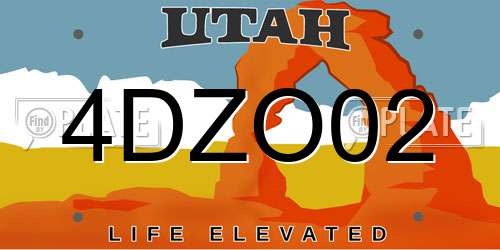4DZO02 Utah License Plate