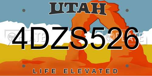 4DZS526 Utah License Plate