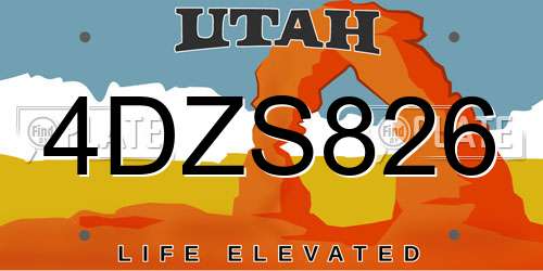 4DZS826 Utah License Plate