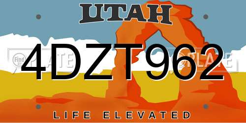 4DZT962 Utah License Plate