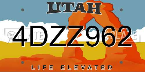 4DZZ962 Utah License Plate