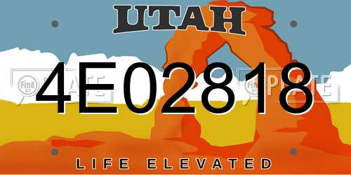 4E02818 Utah License Plate