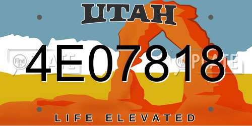 4E07818 Utah License Plate