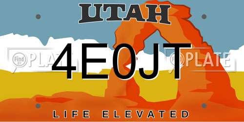 4E0JT Utah License Plate