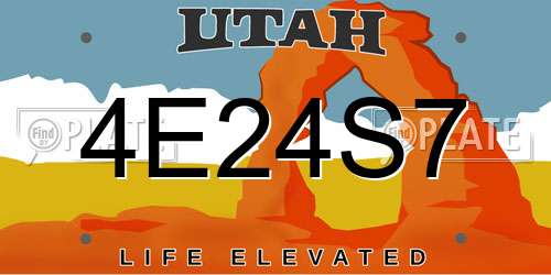 4E24S7 Utah License Plate