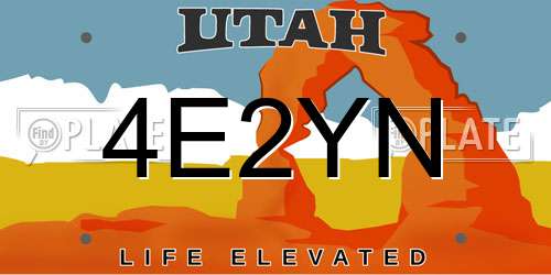 4E2YN Utah License Plate