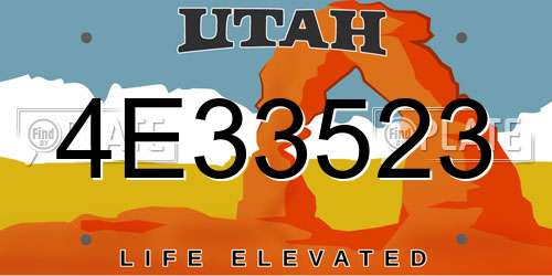 4E33523 Utah License Plate