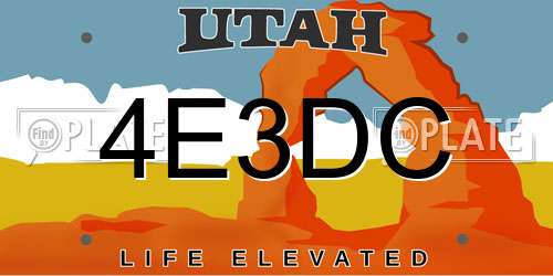 4E3DC Utah License Plate