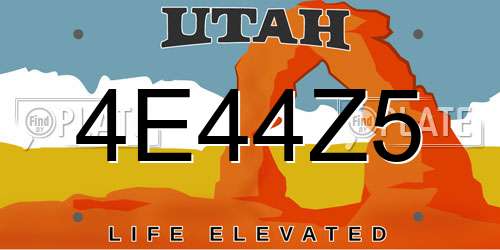 4E44Z5 Utah License Plate