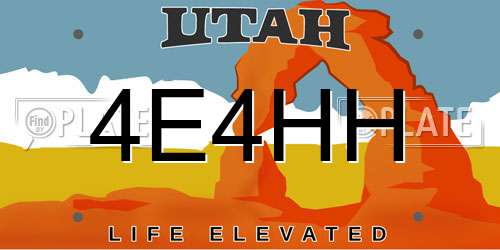 4E4HH Utah License Plate