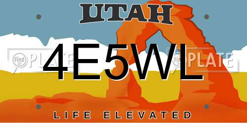 4E5WL Utah License Plate