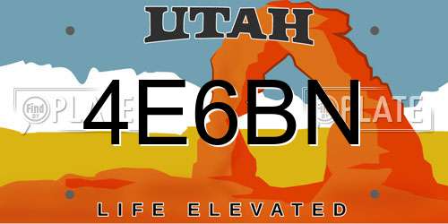 4E6BN Utah License Plate