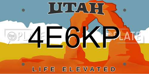 4E6KP Utah License Plate