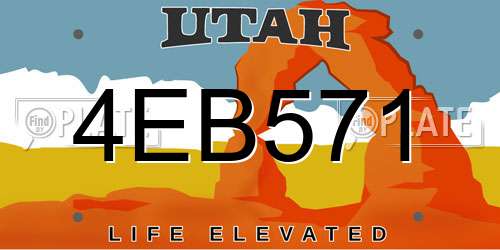 4EB571 Utah License Plate