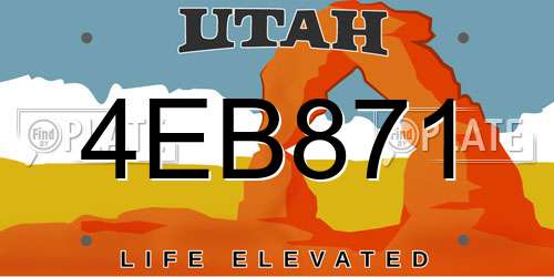 4EB871 Utah License Plate