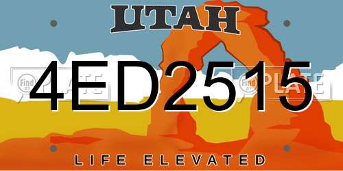 4ED2515 Utah License Plate