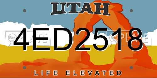 4ED2518 Utah License Plate