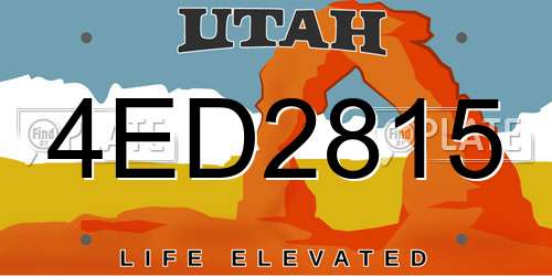 4ED2815 Utah License Plate