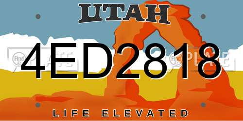 4ED2818 Utah License Plate