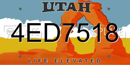 4ED7518 Utah License Plate