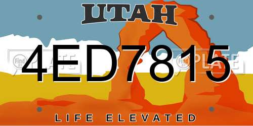 4ED7815 Utah License Plate