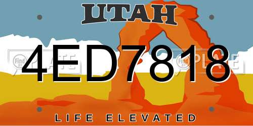 4ED7818 Utah License Plate