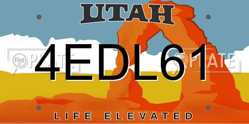 4EDL61 Utah License Plate